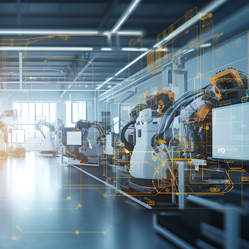 smart factory interior showcases advanced automation, machinery, and robotics